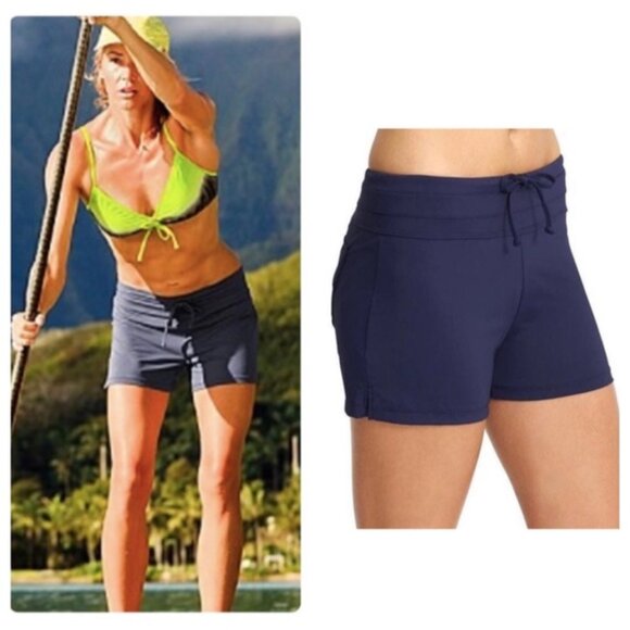 NWT! ATHLETA Fun in the Sun Swim Shorts 413982-16 in Dark Blue S - Picture 1 of 13